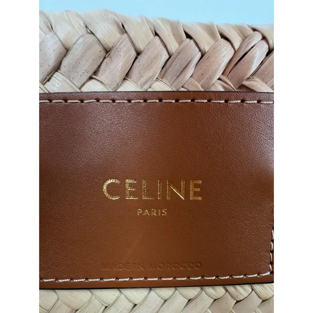 Celine Teen Triomphe Panier Raffia and Leather Bag S - Picture 9 of 12